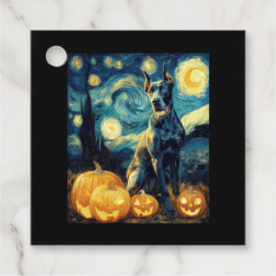 Cute Great Dane Dog Halloween Jack O Lantern Pumpk Favour Tags