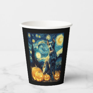 Cute Great Dane Dog Halloween Jack O Lantern Pumpk Paper Cups