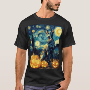 Cute Great Dane Dog Halloween Jack O Lantern Pumpk T-Shirt