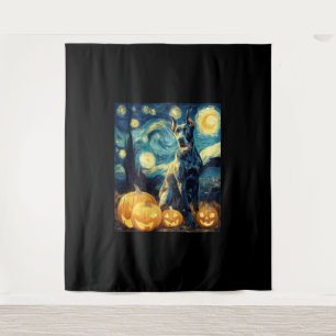 Cute Great Dane Dog Halloween Jack O Lantern Pumpk Tapestry