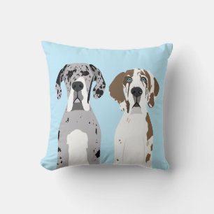Cute Great Dane Dogs Blue Cushion