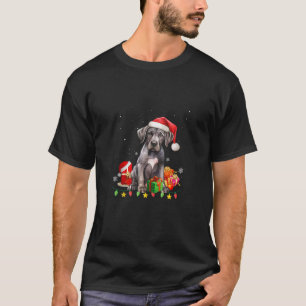 Cute Great Dane Santa Christmas Tree Lights Xmas D T-Shirt