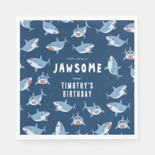 Cute Great White Sharks Ocean Birthday Party Napkin