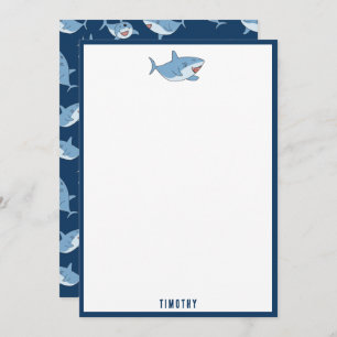 Cute Great White Sharks Ocean Pattern Card