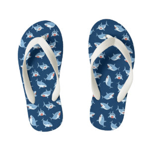 Cute Great White Sharks Ocean Pattern Kid's Thongs