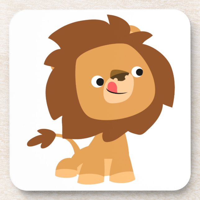 Cute Greedy Cartoon Lion Coaster Set (Front)