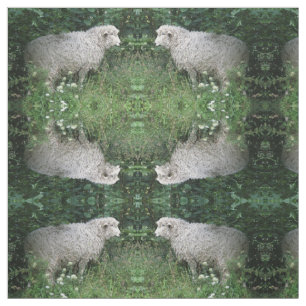 Cute Greedy Sheep Eating Patterned Animal Fabric