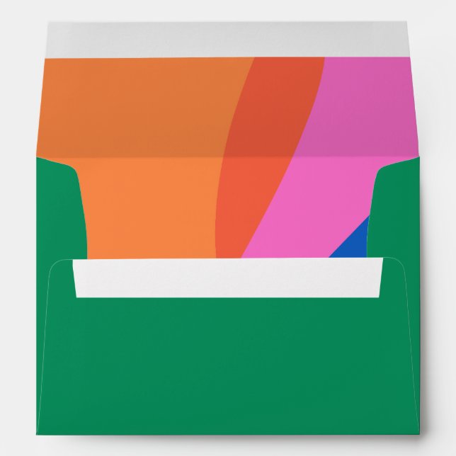 Cute Green Abstract Rainbow Personalised Holiday Envelope (Back (Bottom))