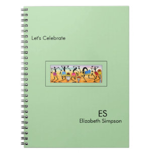 Cute green, African Art, Break Dance Notebook