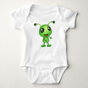 Cute green alien baby bodysuit