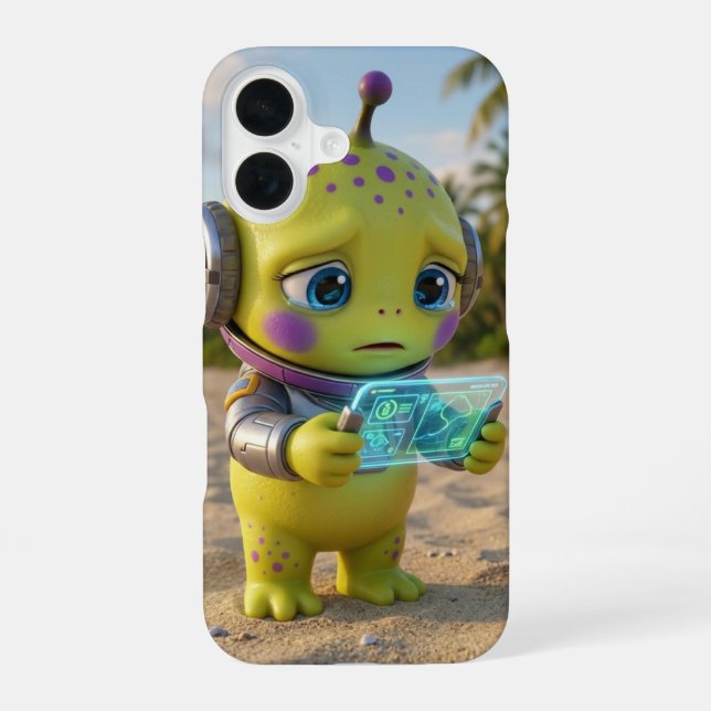 Cute Green Alien Beach Phone Case Cover Shell (Back)