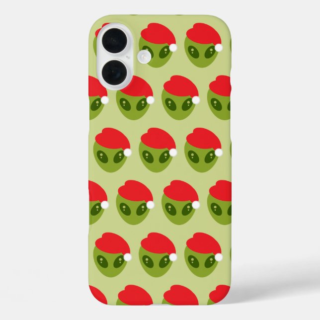 Cute Green Alien in Santa Hat Pattern Case-Mate iPhone Case (Back)