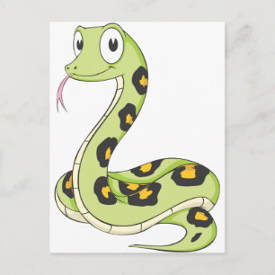 Cute Green Anaconda Snake Cartoon Postcard