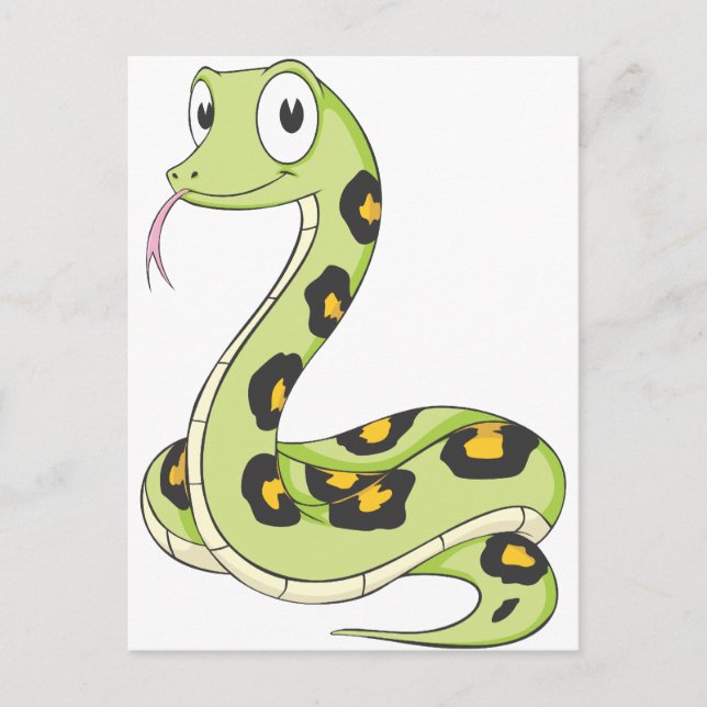 Cute Green Anaconda Snake Cartoon Postcard (Front)