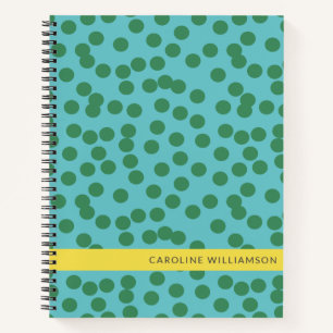 Cute Green and Blue Abstract Dots Personalised  Notebook