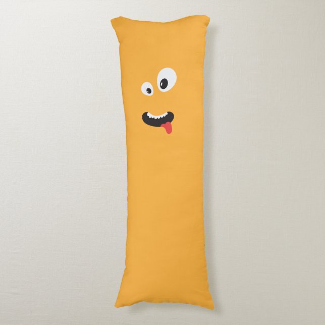 Cute Green And Orange Monster 2 Sided Body Cushion (Front Vertical)