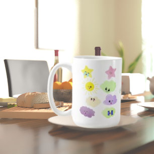 Cute Green and Purple Clouds, Birthday Party Gift Coffee Mug