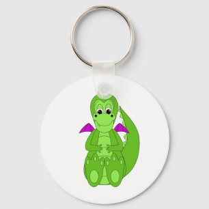 Cute Green And Purple Dragon Key Ring