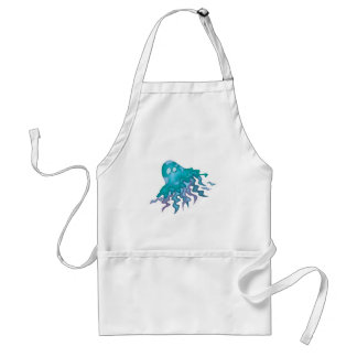 cute green and purple squid standard apron
