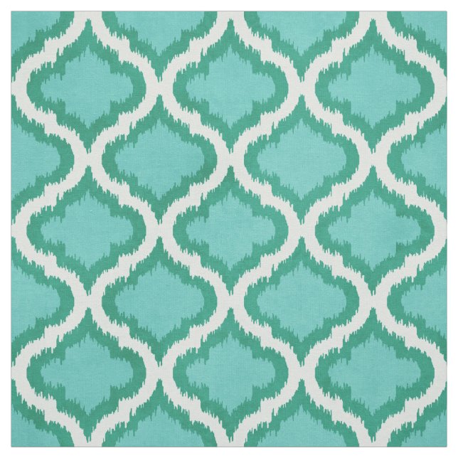 Cute green and turquoise ikat Moroccan pattern Fabric (Swatch)