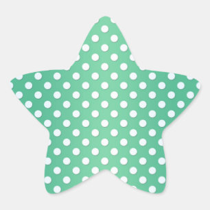 Cute Green and White Polka Dot Pattern Star Sticker