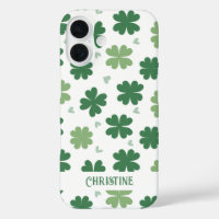 Cute Green and White Shamrocks and Hearts