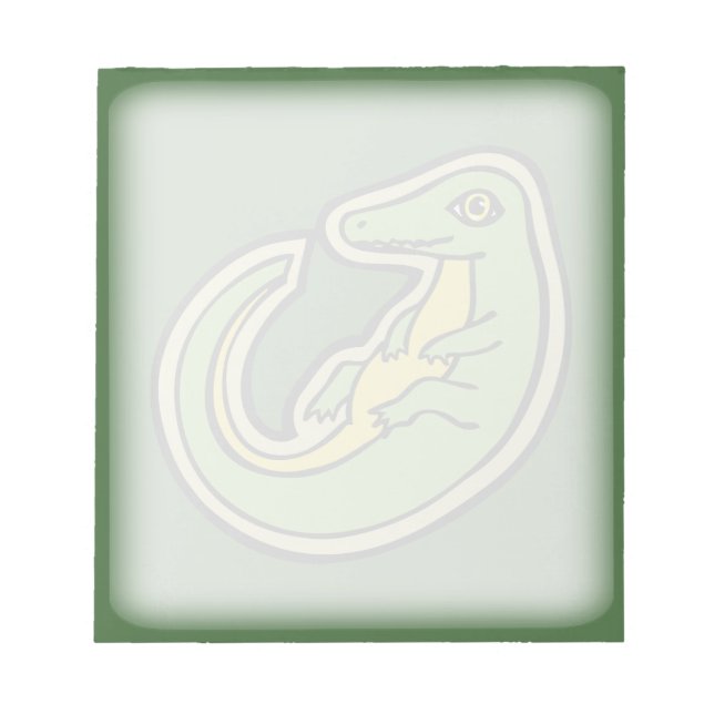 Cute Green And Yellow Alligator Drawing Design Notepad (Front)