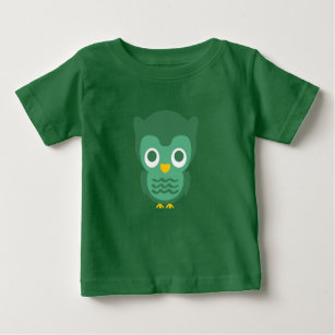 Cute Green And Yellow Cartoon Owl 2 Baby T-Shirt