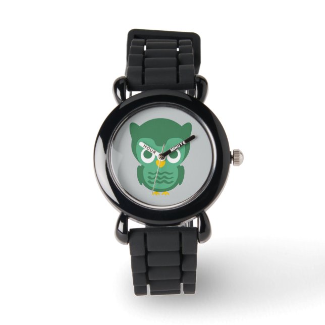 Cute Green And Yellow Cartoon Owl 2 Watch (Front)
