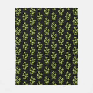 Cute Green Animated Aliens Fleece Blanket