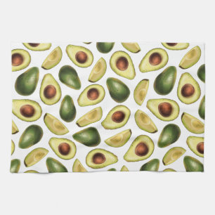 Cute Green Avocado and Avocado Slices Tea Towel