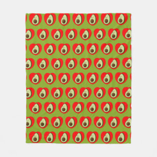 Cute Green Avocado Cartoon In Red Heart Fleece Blanket