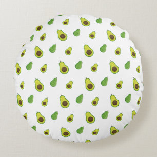 Cute Green Avocado Pattern Round Cushion