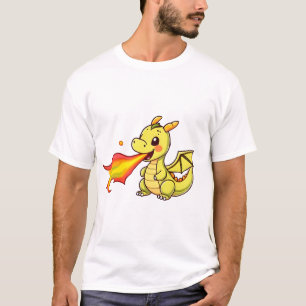 Cute Green Baby Dragon Breathing Fire T-Shirt