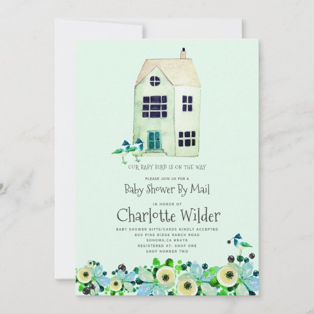 Cute Green Baby Shower By Mail Invitation (Front)