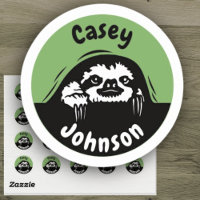 Cute Green Back to School Peeking Sloth Name