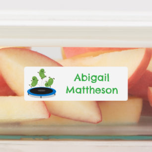 Cute green beans trampoline cartoon personalised