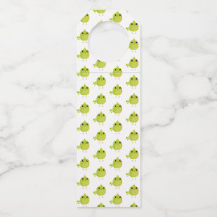 Cute Green Bird Cartoon Bottle Tag