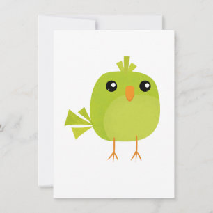 Cute Green Bird Cartoon Card