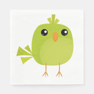 Cute Green Bird Cartoon Napkin