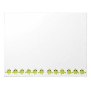 Cute Green Bird Cartoon Notepad
