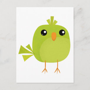 Cute Green Bird Cartoon Postcard