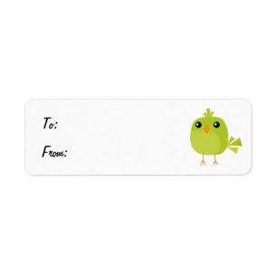 Cute Green Bird Cartoon Return Address Label