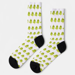 Cute Green Bird Cartoon Socks