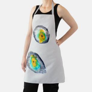 Cute green bird watercolor apron