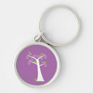 Cute Green Birds Whimsical Nature Design Key Ring