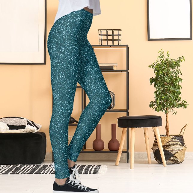 Cute Green Blue Glitter Sport Christmas Party Gift Leggings (Creator Uploaded)