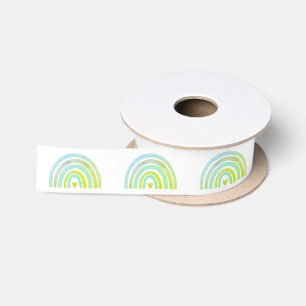 Cute Green Blue Rainbow Pattern Satin Ribbon