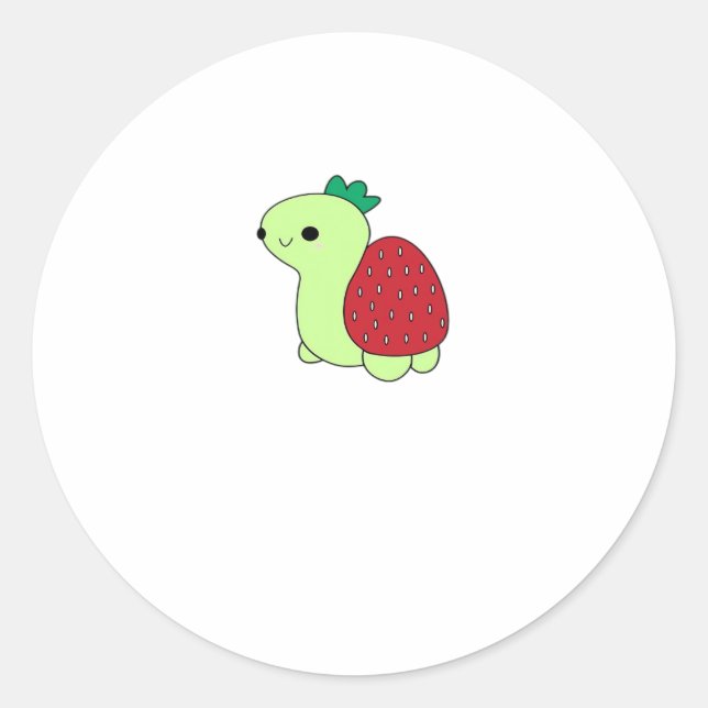 Cute green blushing strawberry turtle Classic T-Sh Classic Round Sticker (Front)