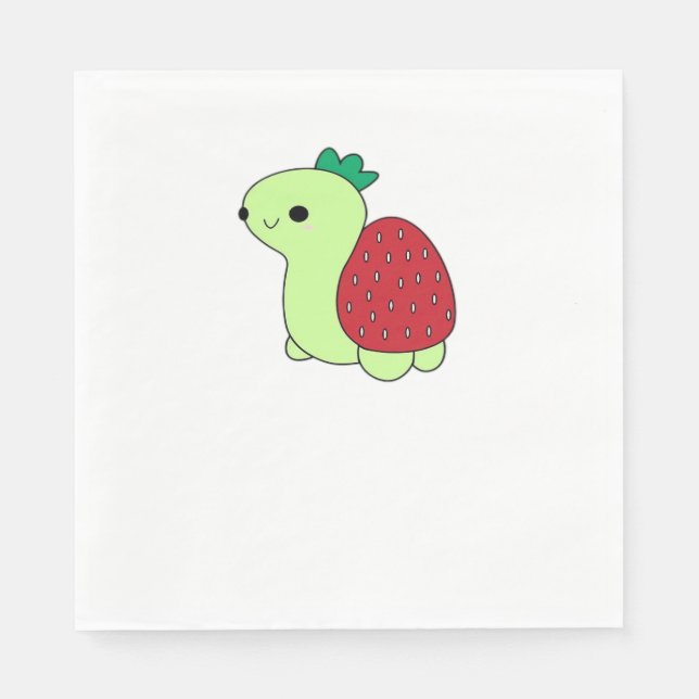 Cute green blushing strawberry turtle Classic T-Sh Napkin (Front)